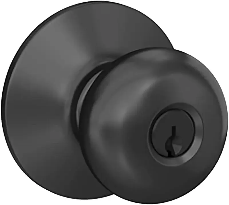 Schlage F Series F51A V PLY 622 Entry Knob, Knob Handle, Soft-touch Black, Metal, C Keyway, Re-Key Technology: Traditional