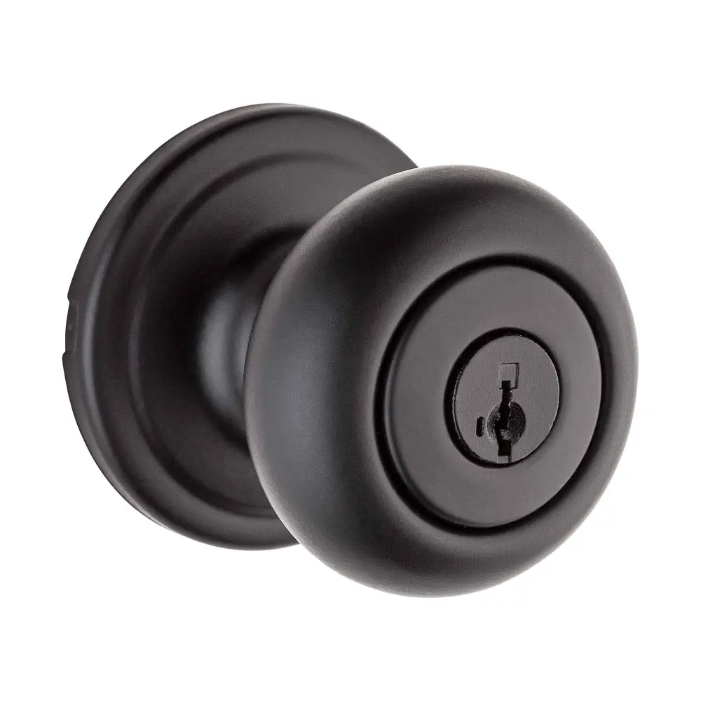 Troy Keyed knob Door Handle, Matte Black