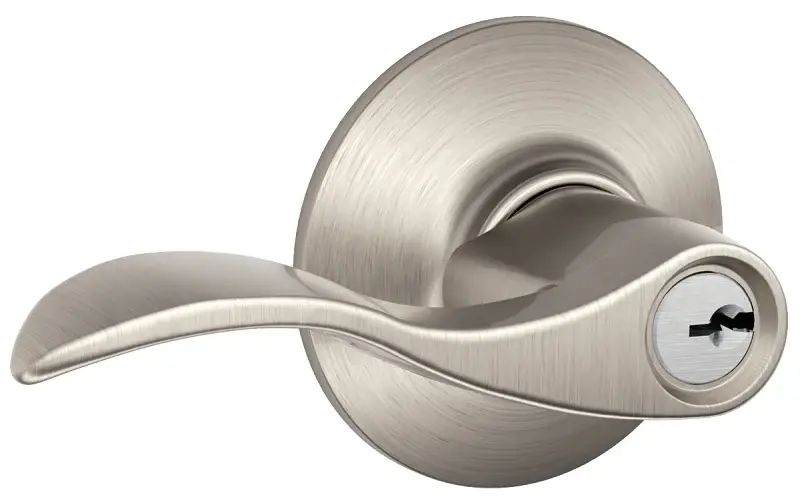 Schlage Accent Series F51A V ACC 619 Entry Lever, Mechanical Lock, Satin Nickel, Metallic, 2 Grade 2 Keys