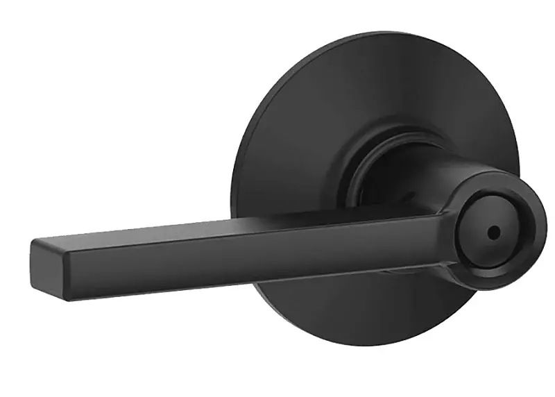 Schlage F Series F40 LAT 622 Privacy Lever, Matte Jet-black, Brass/Zinc, Residential, Reversible Hand, AAA Grade