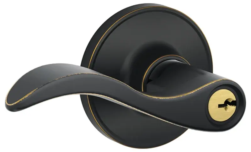 Schlage J Series J54 SEV 716 Entry Lever, Mechanical Lock, Aged Warm finish, Metal, Residential, 1-Cylinder, 3 Grade