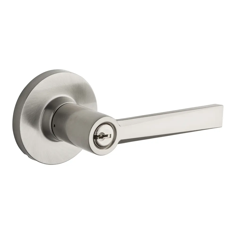 Westley Keyed Entry Lever, Satin Nickel Strike Plate