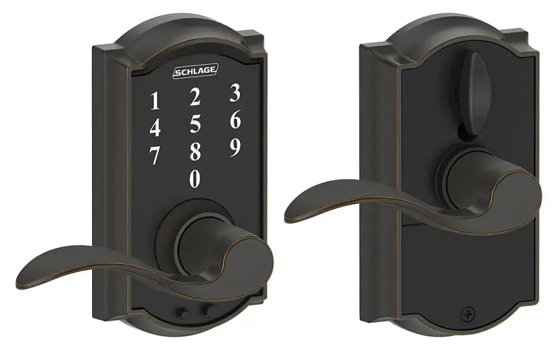 Schlage FE Series FE695VCAMXACC716 Electronic Entry Lock, 19 Number User Codes, 1/2 Projection, Wave Design, Alloy