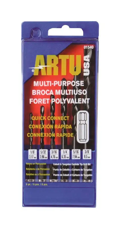ARTU Carbide Tipped Drill Bit Set Quick-Change Hex Shank 6 Piece