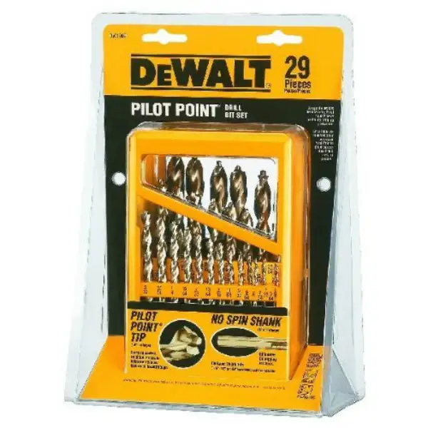 DeWalt DW1969 Gold Ferrous Pilot Point Drill Bit Set 29-Piece Precision Drilling