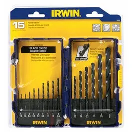 Drill Bit Set Black Oxide 15-Piece General Purpose Drilling Irwin