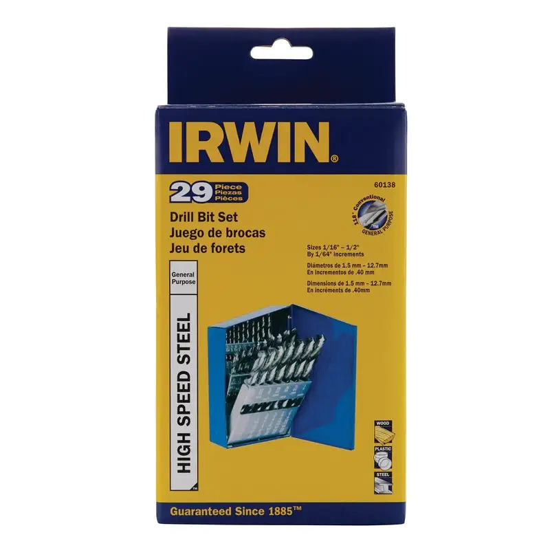 Irwin High Speed Steel Drill Bit Set Straight Shank 29 Piece