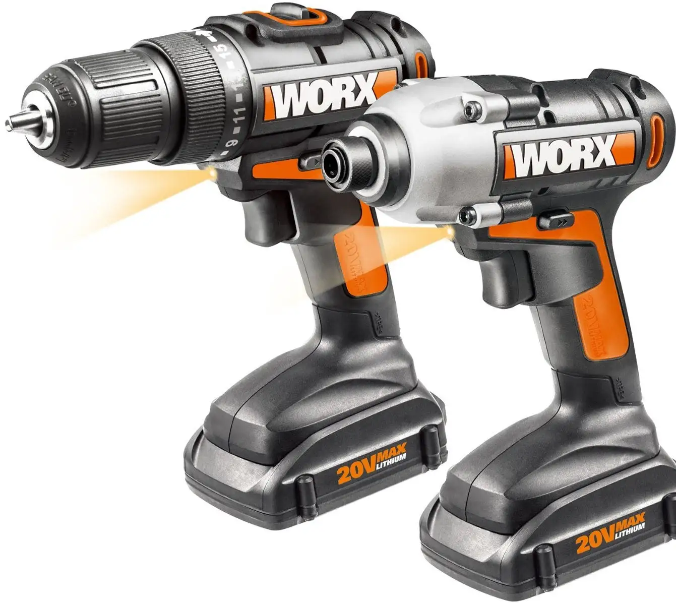 Worx WX916L 20 Volt Drill & Impact Driver Combo - Powerful Cordless Tool Set