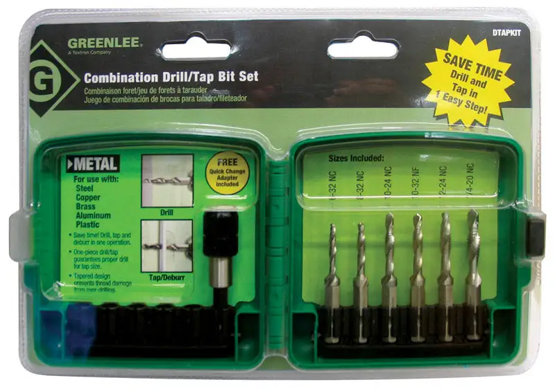 GREENLEE High Speed Steel SAE Drill and Tap Bit Set 6 Piece Professional Tool Kit