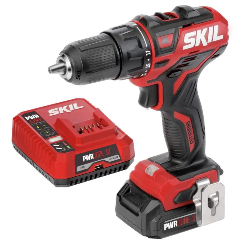 SKIL 12V PWR CORE 12 1/2 Inch Brushless Cordless Drill Kit Battery & Charger