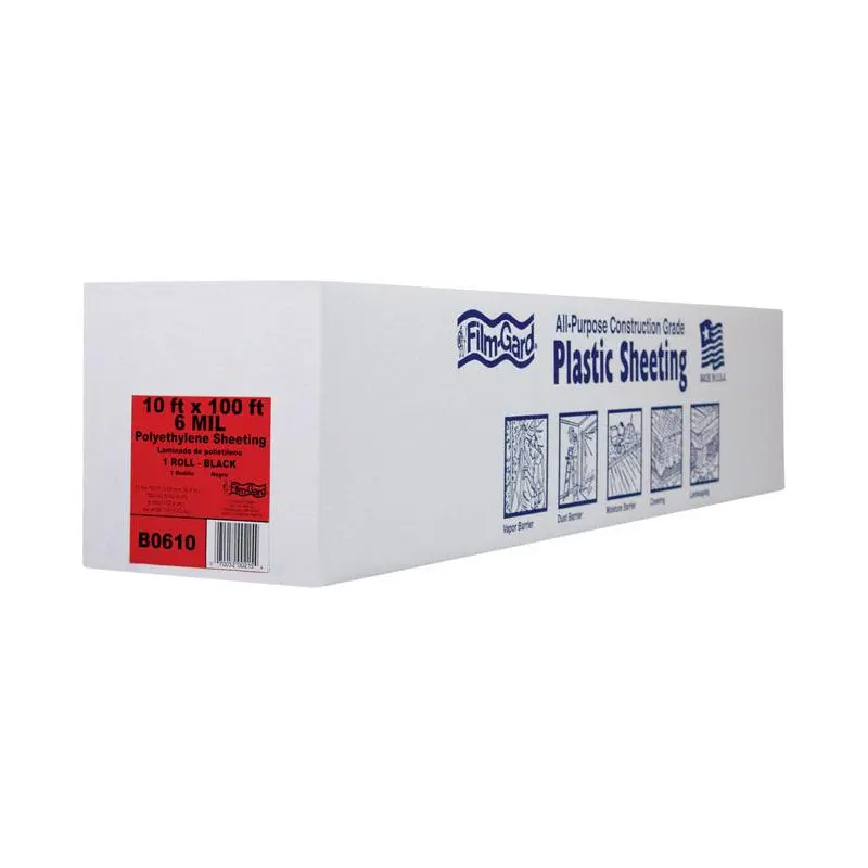 Film-Gard Plastic Sheeting 6 mil X 10 ft W X 100 ft L Polyethylene Black