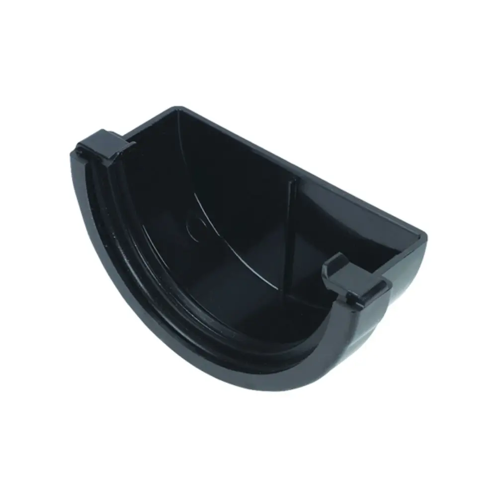 FloPlast Half Round 75mm Gutter External Stop End Charcoal