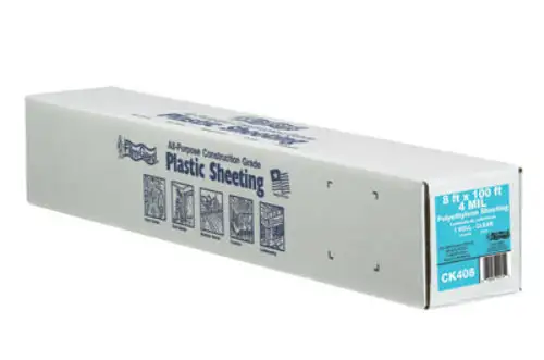Film-Gard 625904 Polyethylene Construction Sheeting 8' x 100' 4 Mil Clear Plastic Drop Cloth