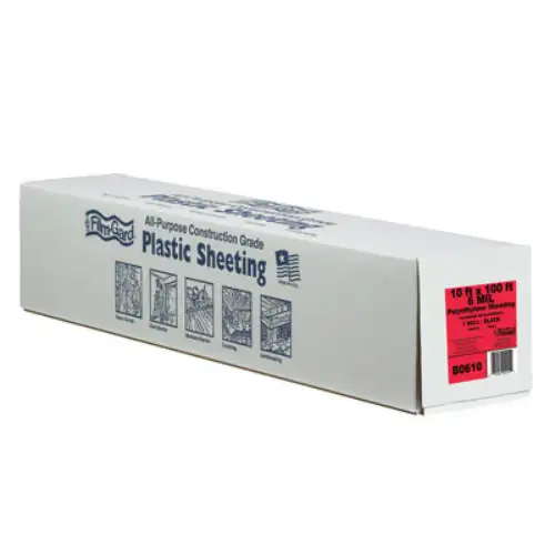 Film-Gard 626031 Plastic Construction Sheeting 10' x 100' 6 Mil Black Heavy Duty Drop Cloth