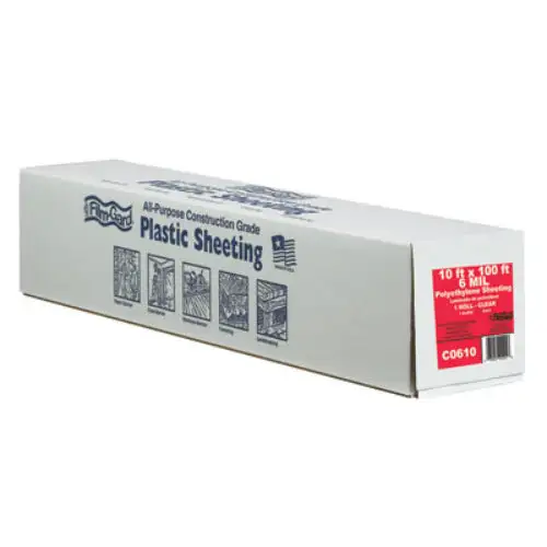 Film-Gard 626033 Polyethylene Construction Sheeting 10' x 100' 6 Mil Clear Heavy Duty Drop Cloth