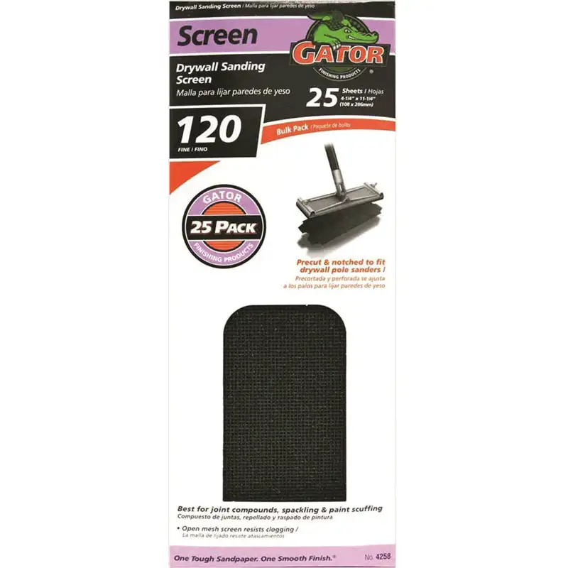 Gator 3302 Silicon Carbide Drywall Sanding Screen 120 Grit 11-1/4 x 4-1/4 Professional Use