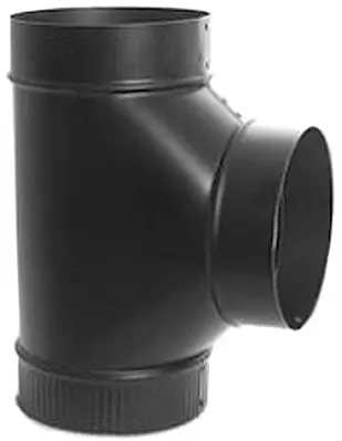 8 Inch 24 Gauge Black Tee Fitting HVAC Ductwork Connections Gray Metal