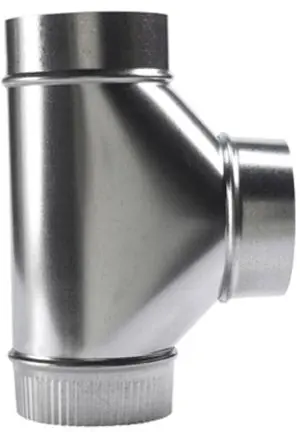 3 Inch 26 Gauge Galvanized Economy Tee Ductwork Connections Gray Metal