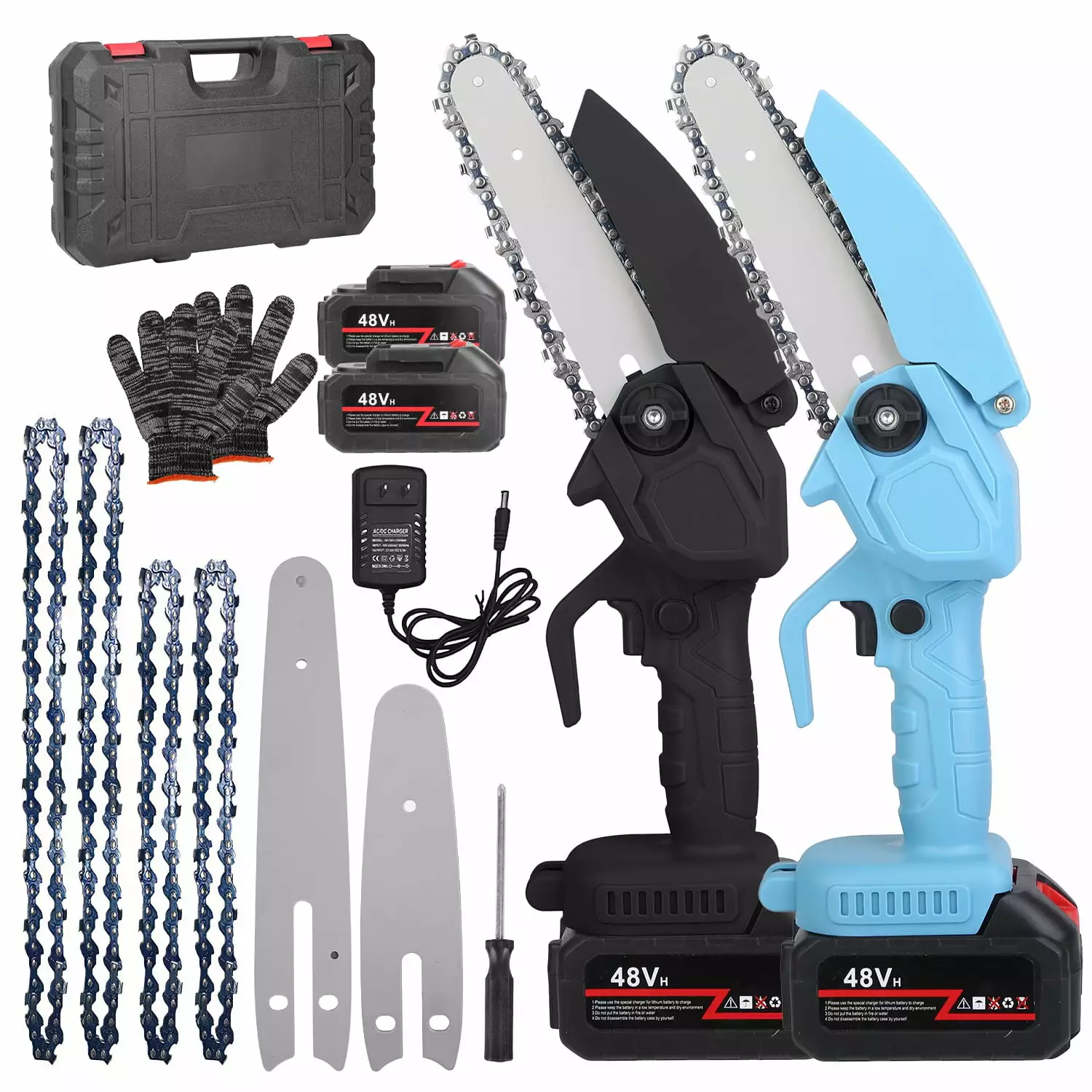 iMounTEK Electric Handheld Chainsaw. 4in/6in Chains. Battery Operated Mini Chain Saw 2Pcs 2200mAh Battery