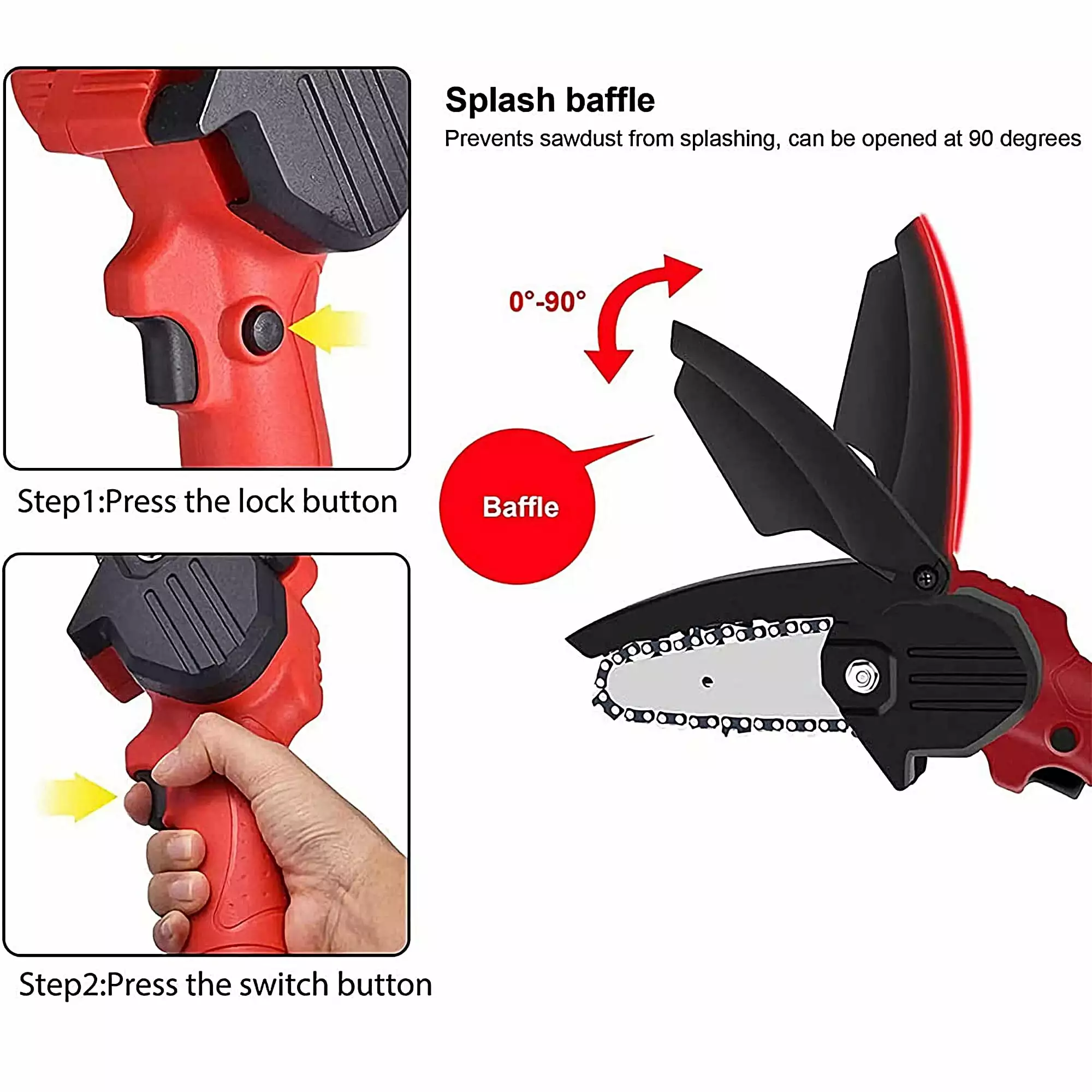 Mini Chainsaw 6-Inch Battery Powered - Cordless Electric Handheld Chainsaw Chains Milex