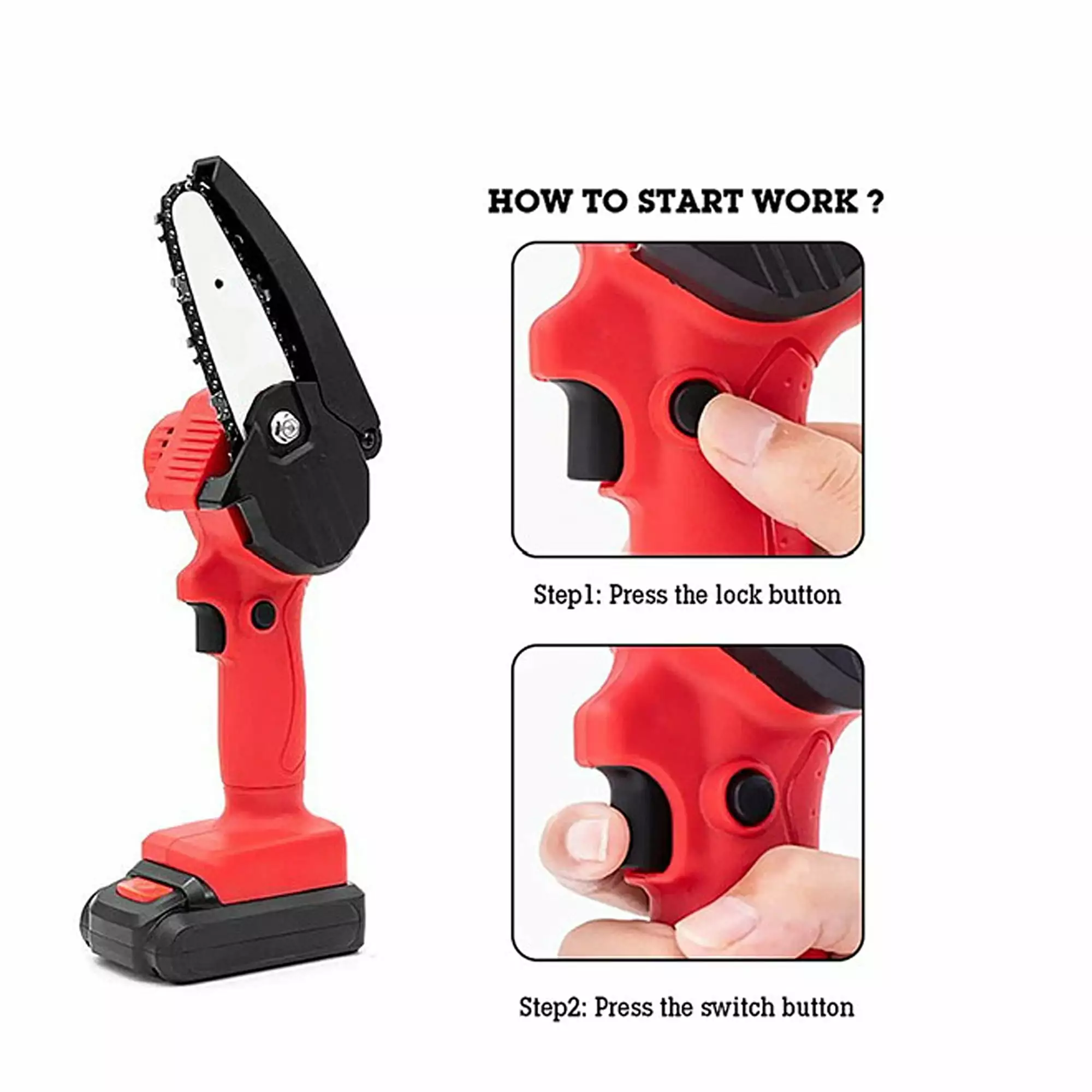 AS SEEN ON TV - Featherweight Mini Chainsaw Cordless 6 Inch. Electric Chainsaw Chain Saw Battery Powered. Small Hand Chain...