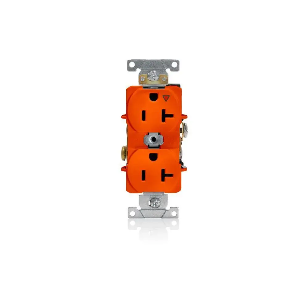 5362-IG Leviton Isolated Ground Duplex Receptacle Outlet, 20 Amp, 125 Volt, Back and Side Wire, NEMA 5-20R, 2-Pole, 3-Wire...