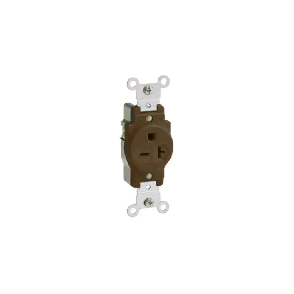 5823 Leviton Individual Receptacle Outlet, 20 Amp, 250 Volt, Back or Side Wire, NEMA 6-20R, 2-Pole, 3-Wire, Self-Grounding...