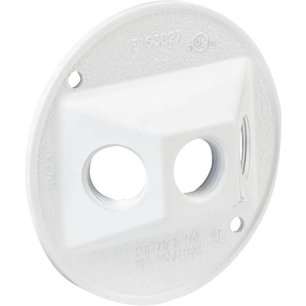Bell 3-Outlet Round Corrosion Resistant Zinc White Weatherproof Outdoor Box Cover Safe Electrical Use