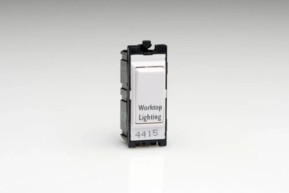 Commercial Grade Varilight Alabaster Powergrid Engraved Module 20 Amp 1-Way Double Pole Switch 'Worktop Lighting'