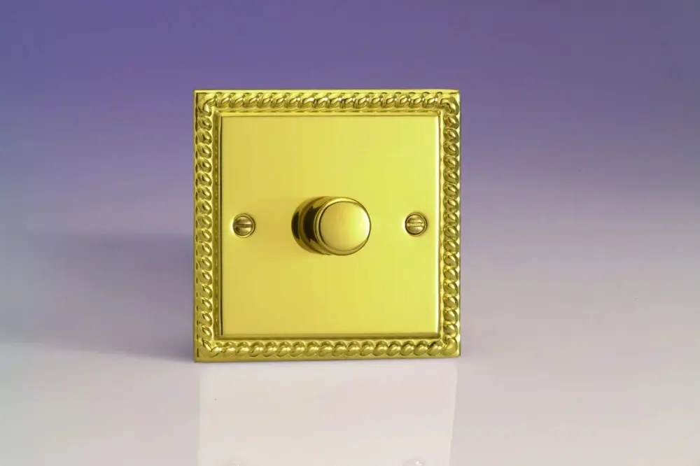 DIMMER 1X400W PUSH ON Varilight Classic Georgian Warm alloy 1-Gang 400W 2-Way Push-On Push-Off Dimmer V-Dim 1-Gang 2-Way P...