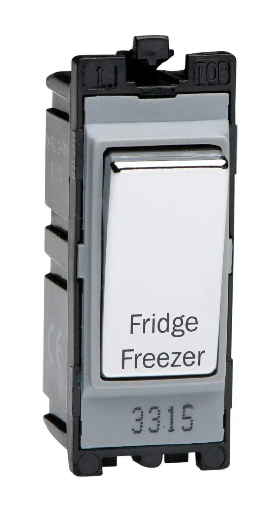 Dimmer Slide Varilight Engraved 20A 1-Way Double Pole Switch 'Fridge Freezer' PowerGrid Chromium G201DC.FF