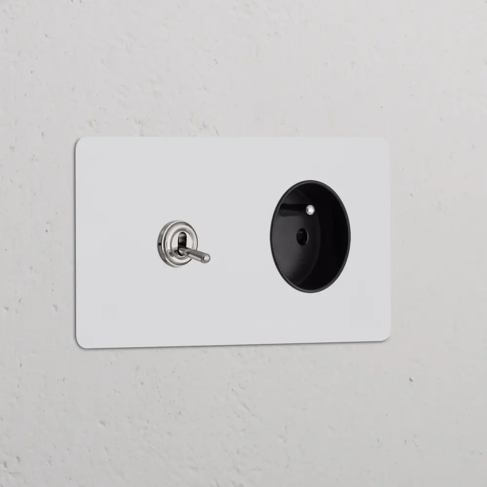 Kew Double Toggle & French/Belgian Type E Socket - Paintable Polished Nickel | Charcoal