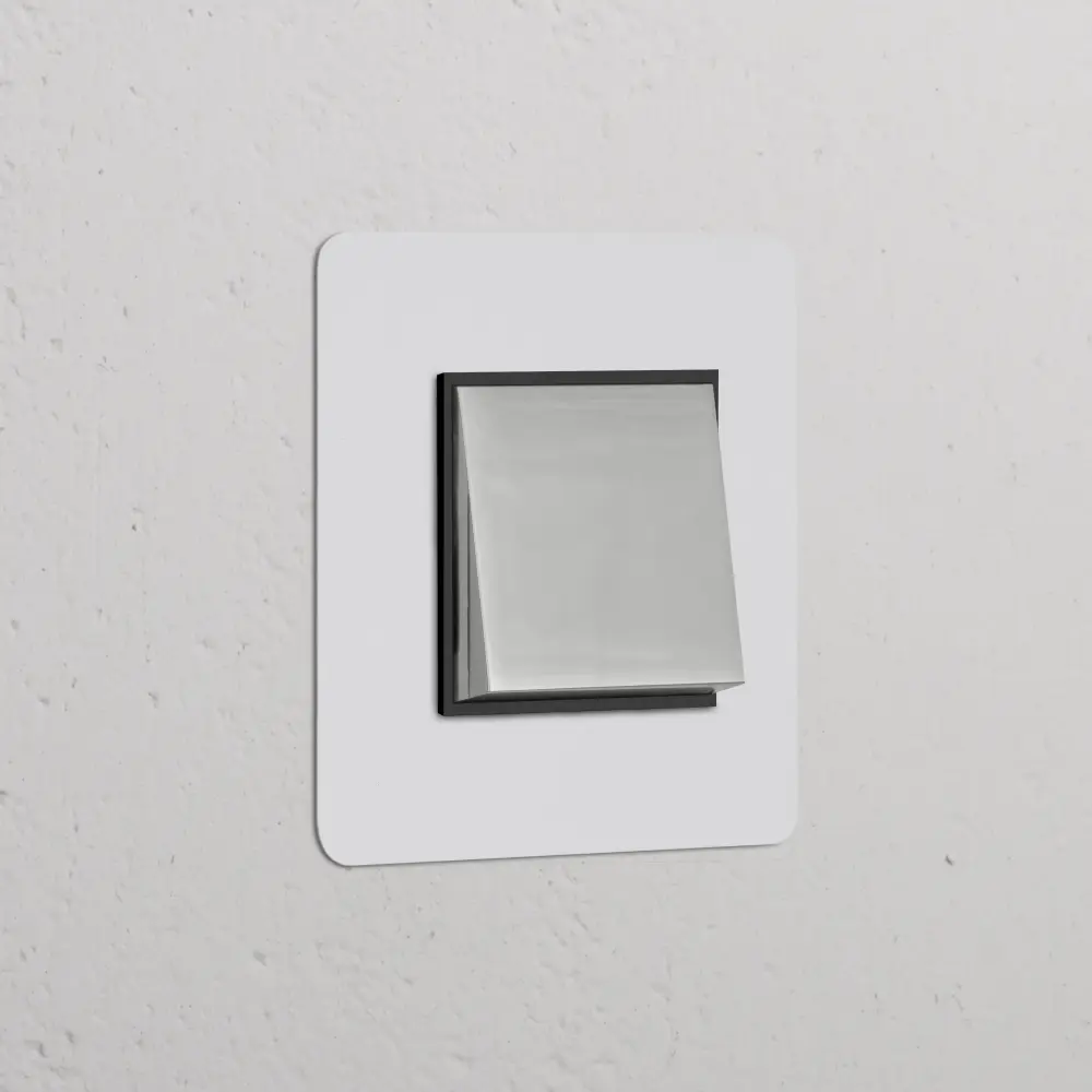 Kew Single Intermediate Rocker Switch - Paintable Reflective Nickel | Black