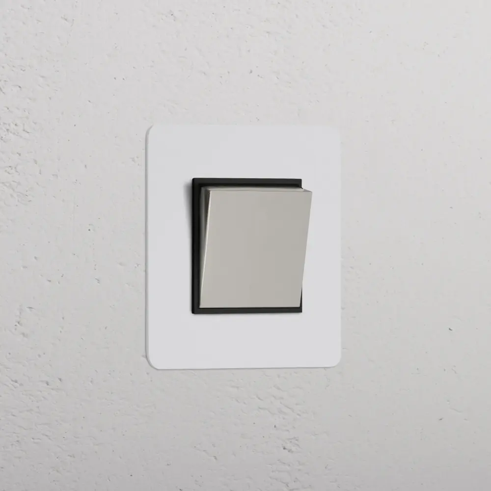 Kew Singular Retractive Rocker Switch - Paintable Polished Nickel | Black