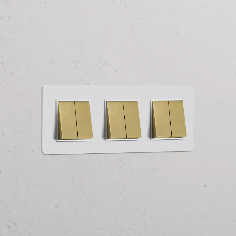 Kew Threefold 6x Rocker Switch - Paintable Antique Brass | White