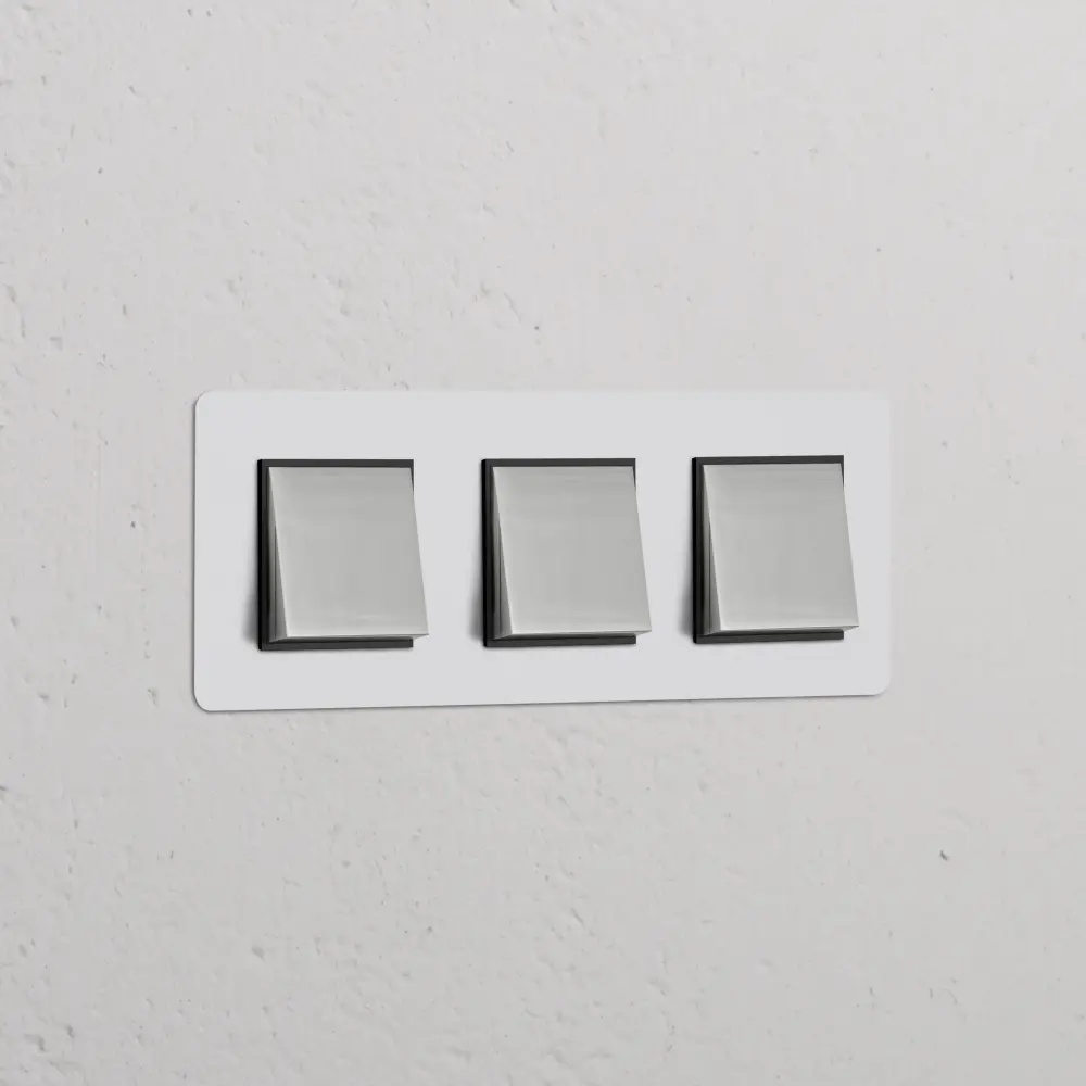Kew Triple 3x Rocker Switch - Paintable Polished Nickel | Midnight