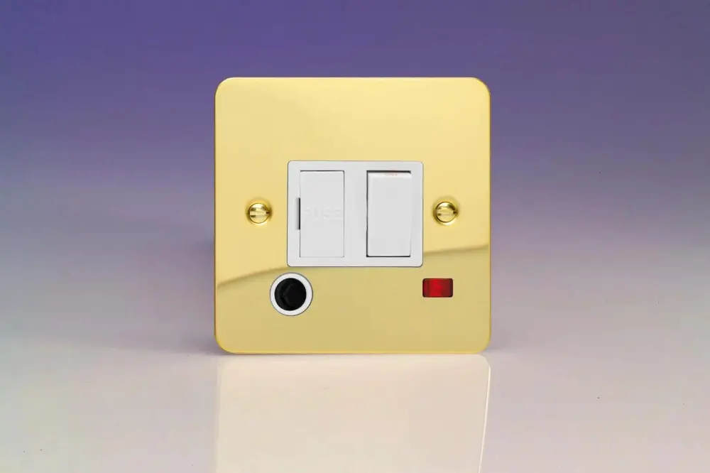 Varilight 13A Switched Fused Spur + Neon + Flex Outlet Glossy Brass XFV6FONW