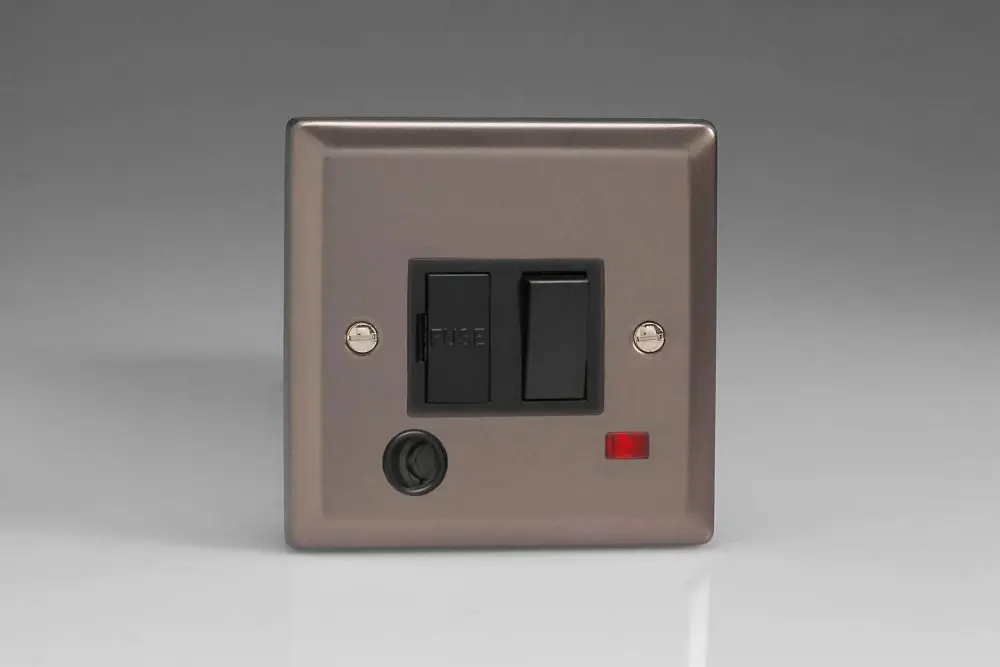 Varilight 13A Switched Fused Spur + Neon + Flex Outlet Pewter XR6FONB Smart Homes