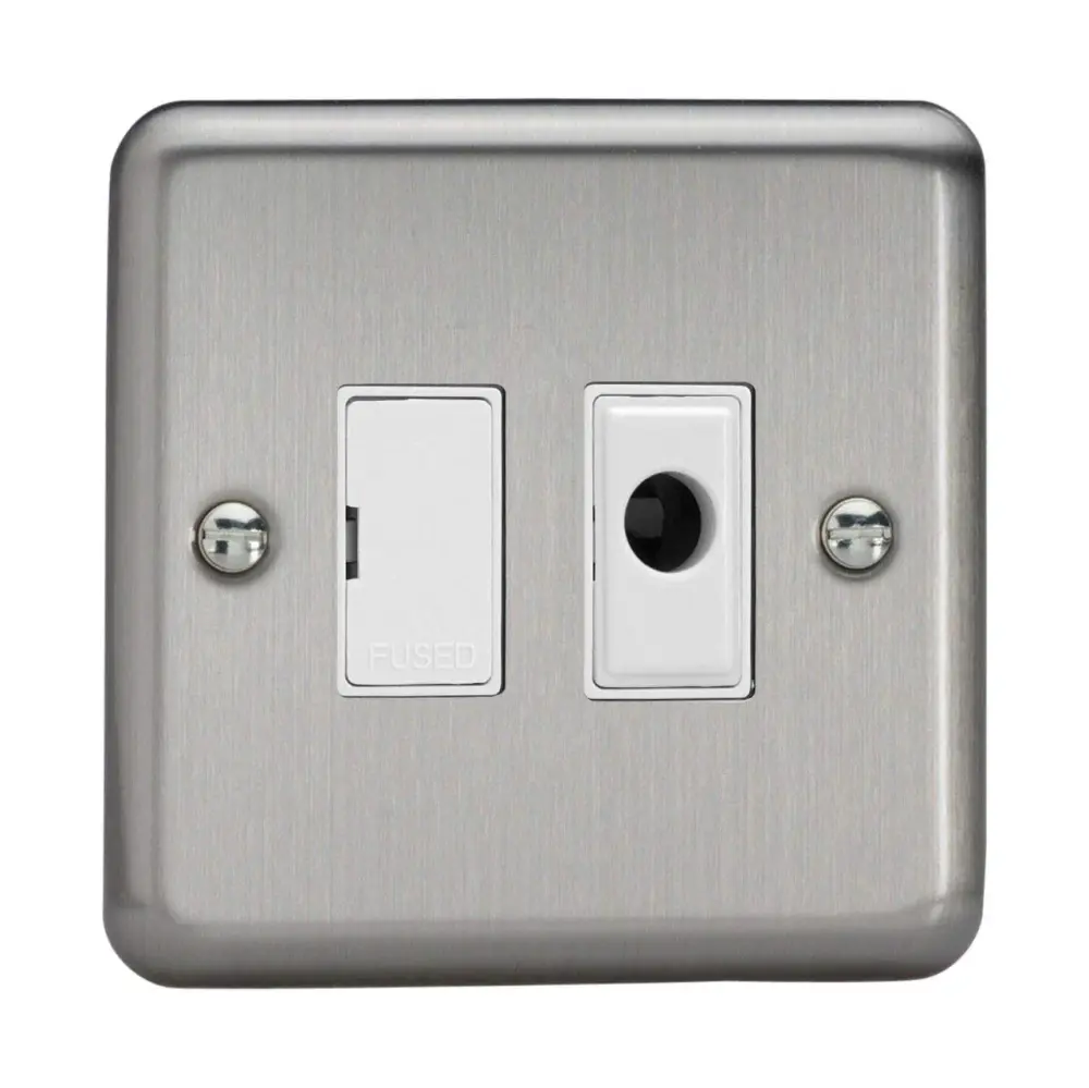 Varilight 13A Unswitched Fused Spur + Flex Outlet Matt Shiny metal XS6UFOW