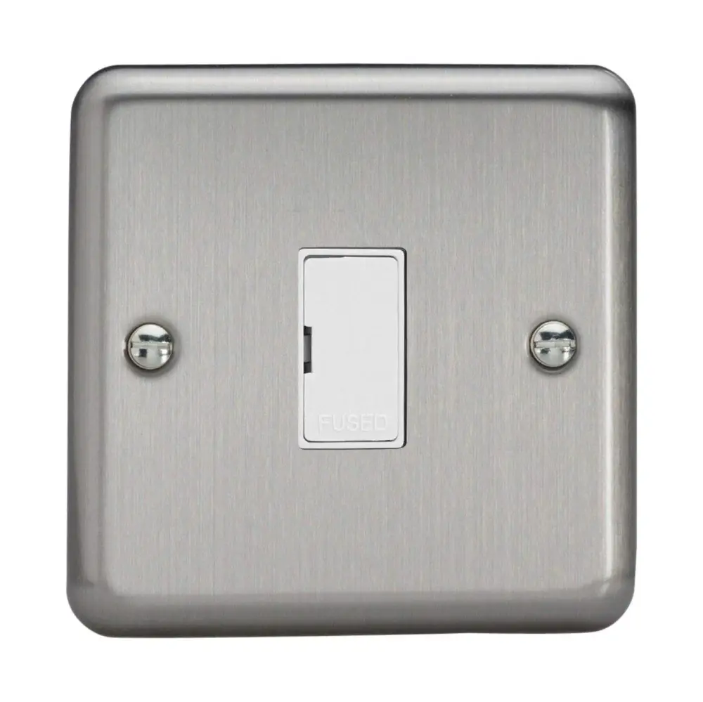 Varilight 13A Unswitched Fused Spur Matt Shiny metal XS6UW - Rocker Style