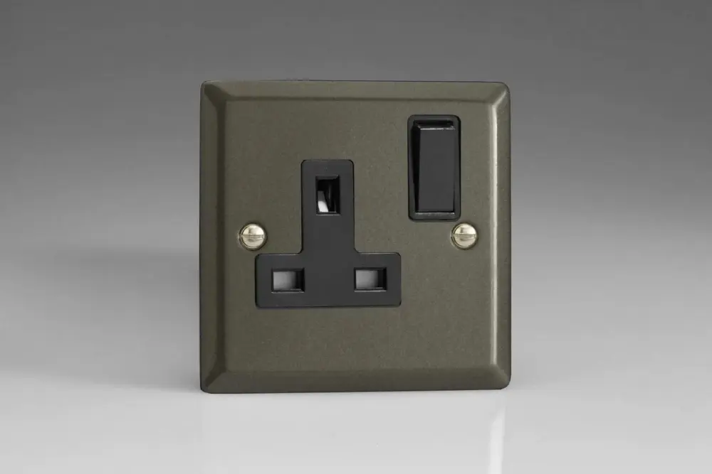 Varilight 1-Gang 13 Amp Sole Switched Socket Graphite XP4B