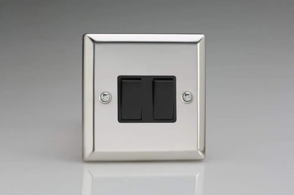 Varilight 2-Gang 1-Gang Intermediate And 1-Gang 1 or 2 Way 10 Amp Switch Mirror Chromium XC71B Compatible Google Home