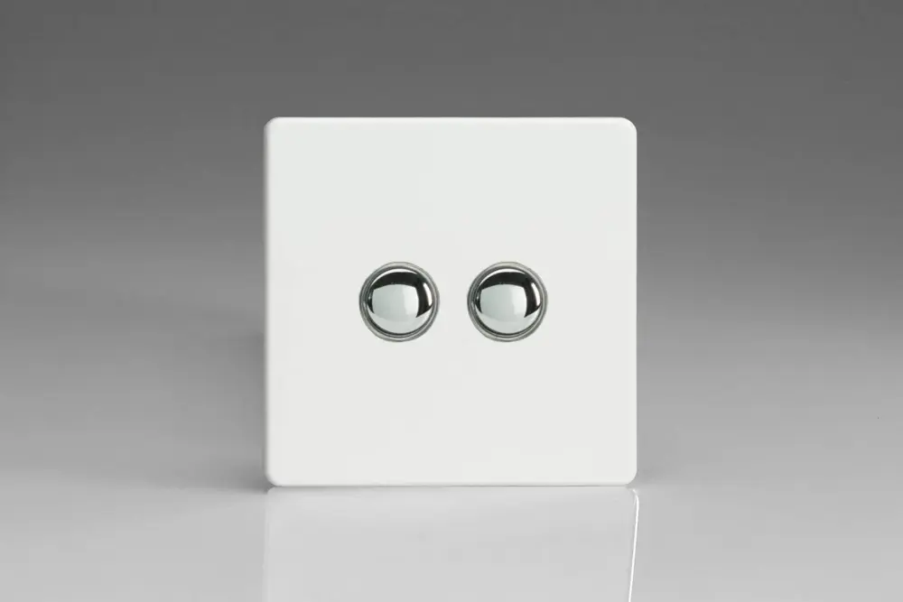Varilight 2-Gang 6A 1-Way Push-to-Make Momentary Switch Preferred White XDQM2S