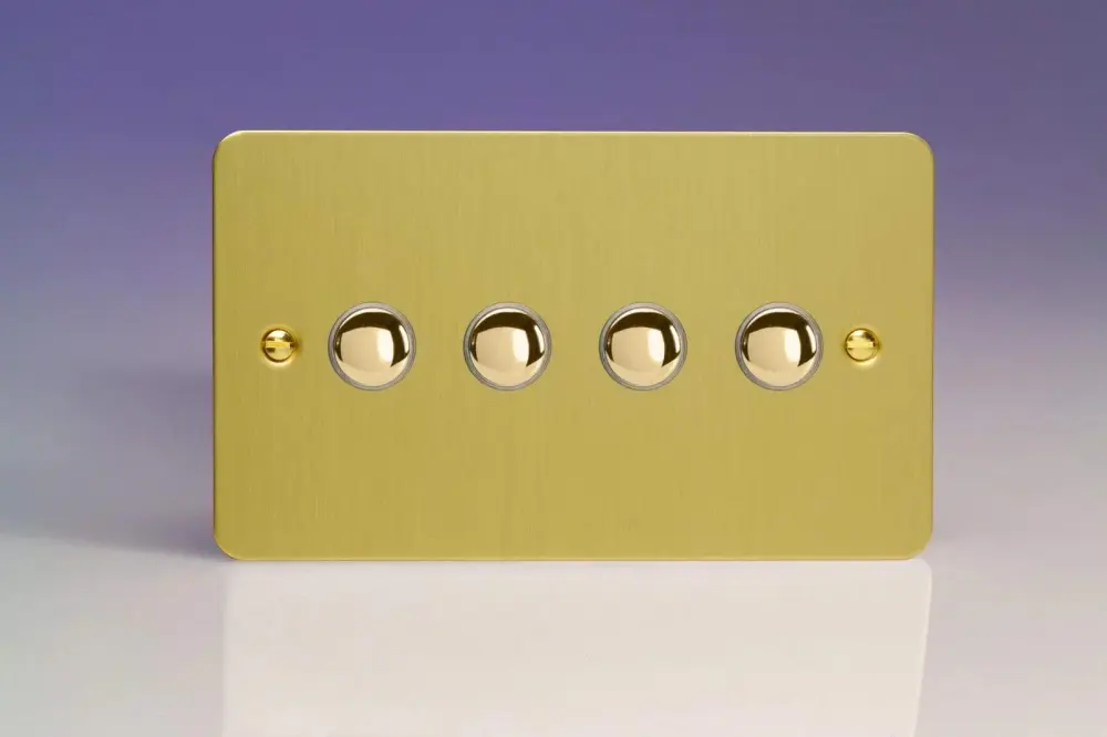 Varilight 4-Gang 6A 1-Way Push-to-Make Momentary Switch (Twin Plate) Brushed Warm alloy XFBM4