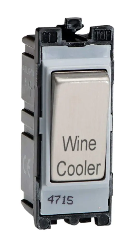 Varilight Brushed Steel Powergrid Carved design Module 20 Amp 1-Way Double Pole Switch 'Wine Cooler' | Dimmable LED Compat...