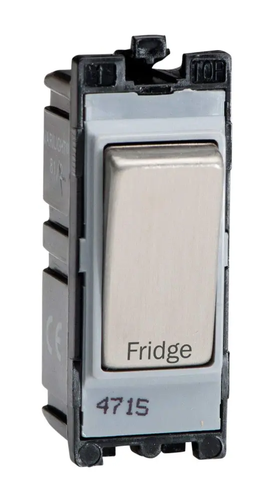 Varilight Engraved 20A 1-Way Duplicate Pole Switch 'Fridge' PowerGrid Steel G201DS.FG 10-Year Warranty