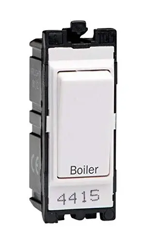 Varilight Engraved 20A 1-Way Duplicate Pole Switch 'Boiler' PowerGrid White G201DW.BR
