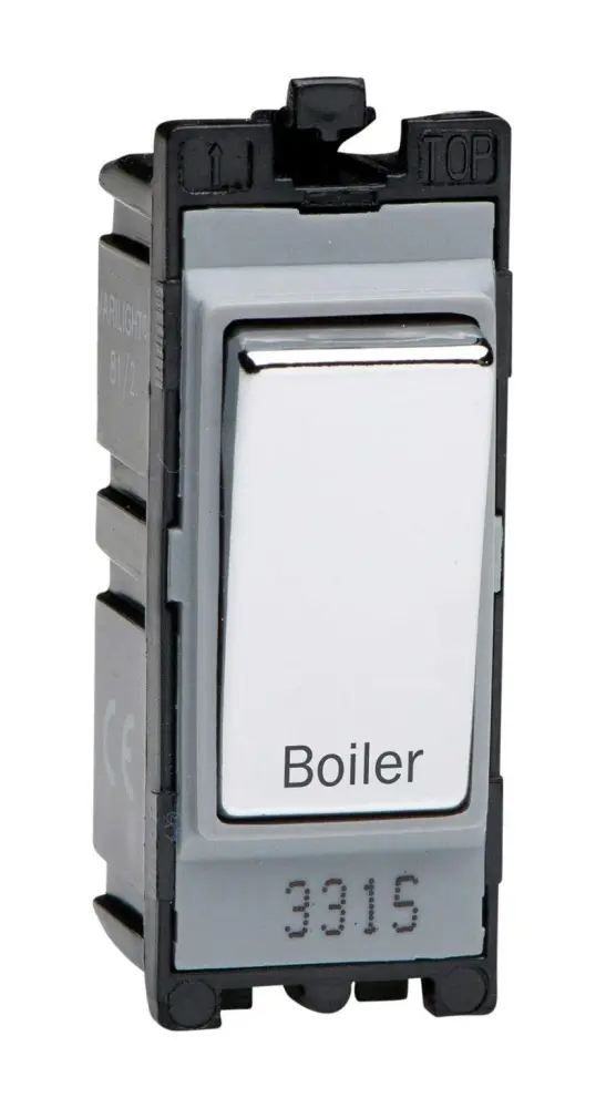 Varilight Engraved 20A 1-Way Paired Pole Switch 'Boiler' PowerGrid Chrome G201DC.BR