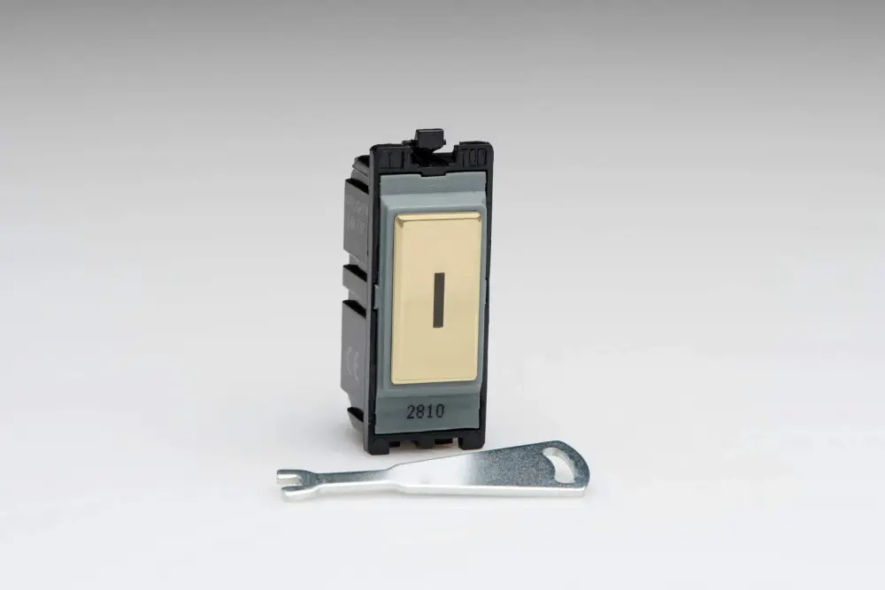 Varilight G201DKV PowerGrid Module Brass 20A 1-Way Paired Pole Key Switch