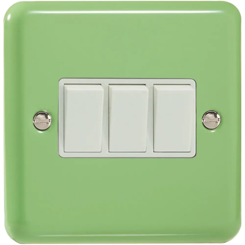 Varilight 3 Gang (Triple), 1 or 2 Way 10 Amp Switch, Classic Lily Beryl Emerald XY3W.BG